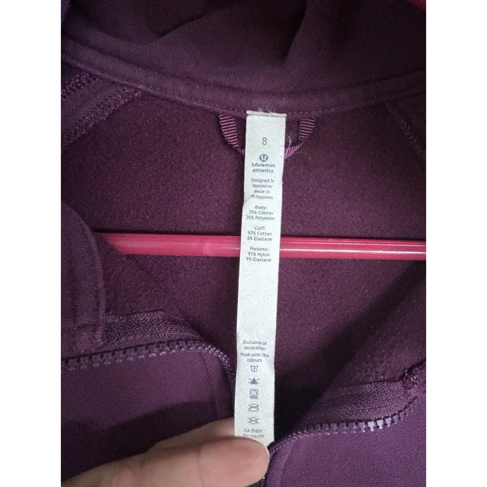 Lululemon Women's Full Zip Hoodie Sweatshirt Purple Size 8 - As-Shown - Picture 6 of 9